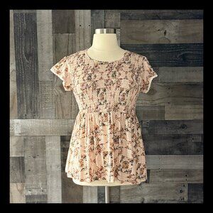 Torrid 0 earth tone patchwork peasant top granola girl floral dainty prairie